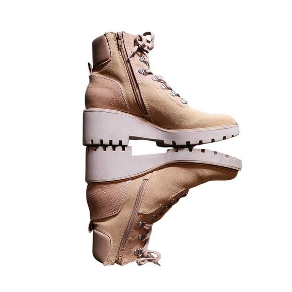 Dolce Vita Hank Combat Wedge Boots Canvas Faux Leather 9.5 - Picture 4 of 6